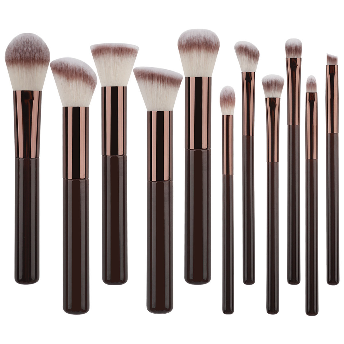 Brown Makeup Brush Set Synthetic Fibers – photo 3 of 5