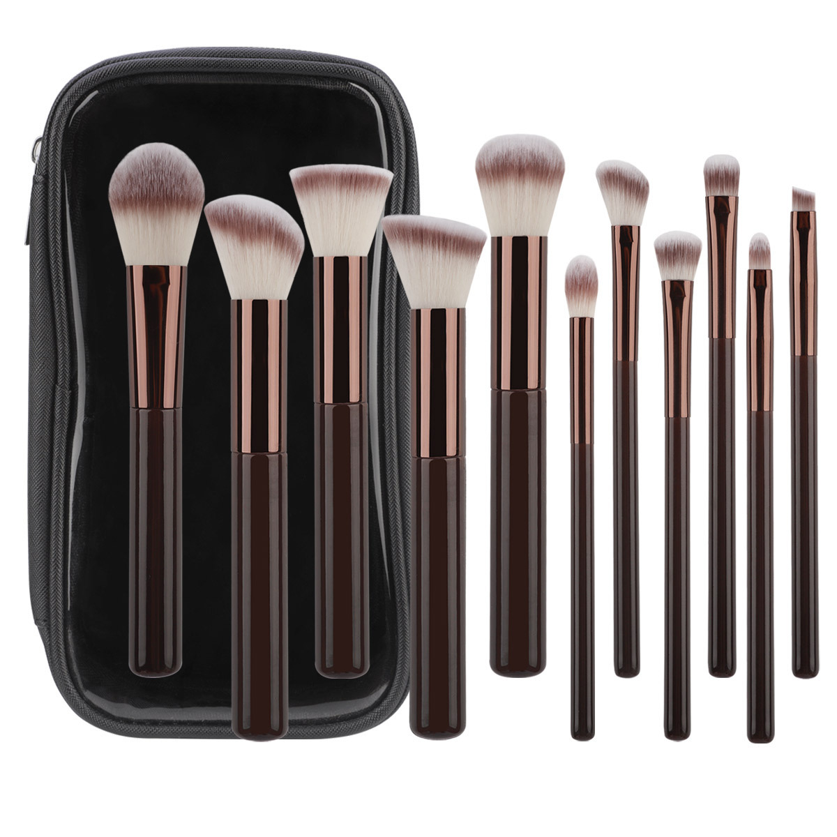 Brown Makeup Brush Set Synthetic Fibers – photo 4 of 5
