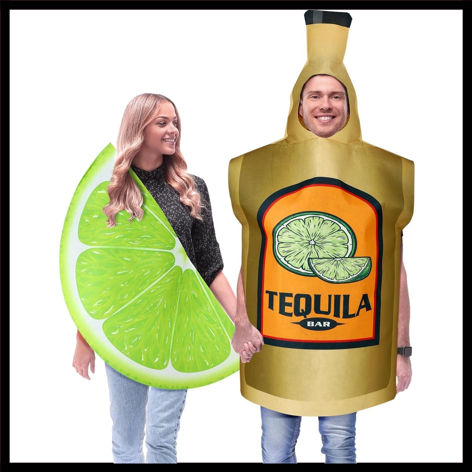 Adult Couple's 2-Pc Tequila & Lime Slice Costume - Lightweight & Eye-Catching!
