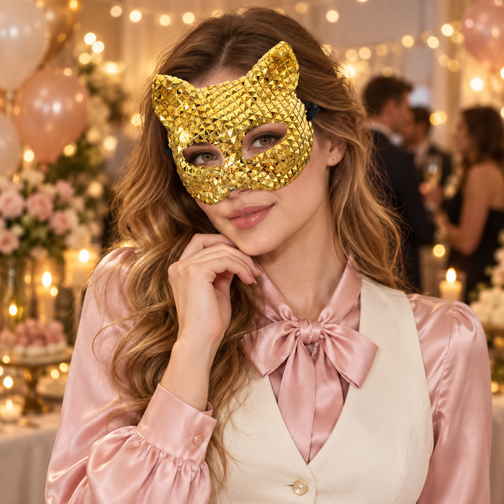 Halloween Ball Party Cat-Face Rhinestone Mask – photo 4 of 5
