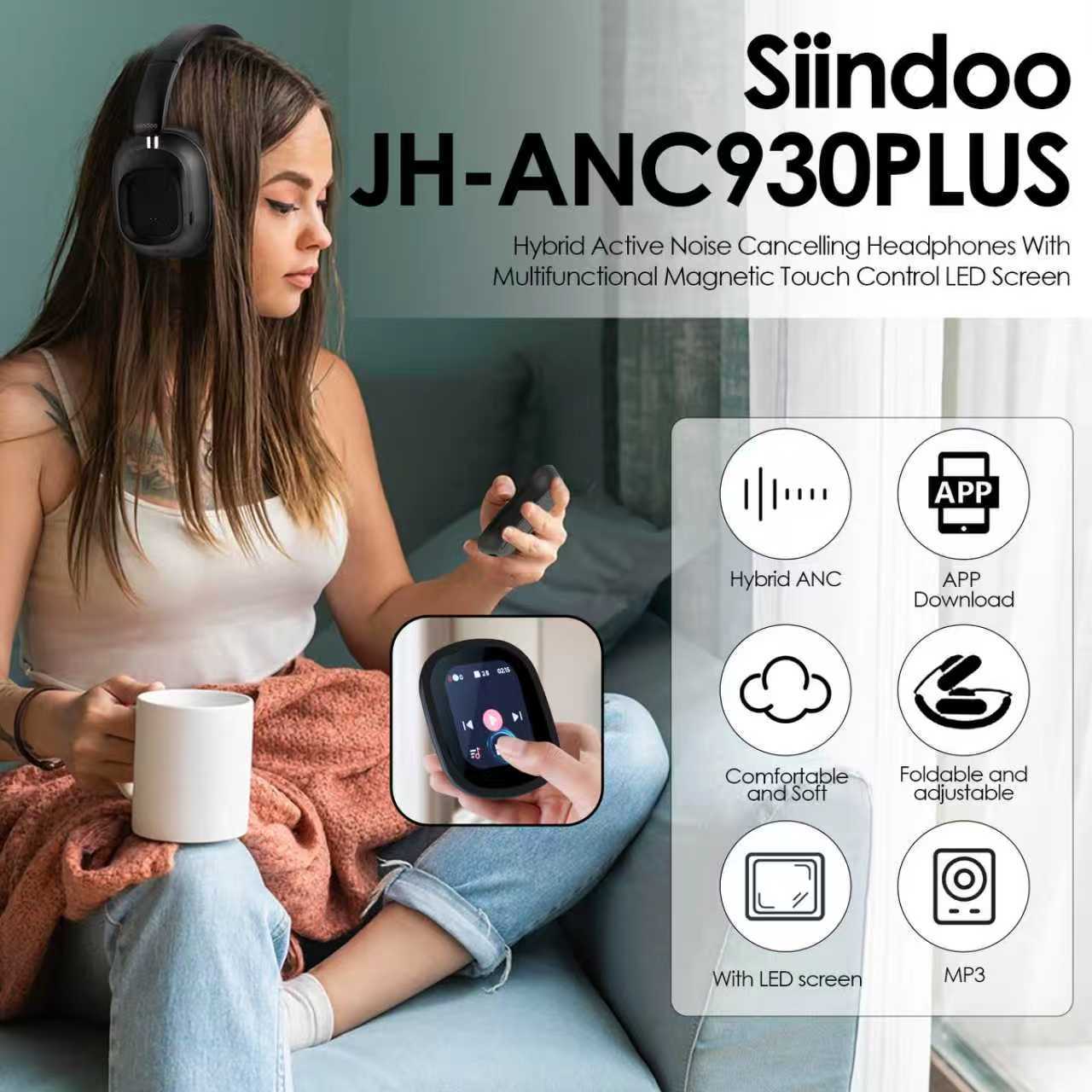 Over-ear Wireless Bluetooth Headphones With ANC Noise Cancellation And A Built-in Display Ideal F… – photo 4 of 5