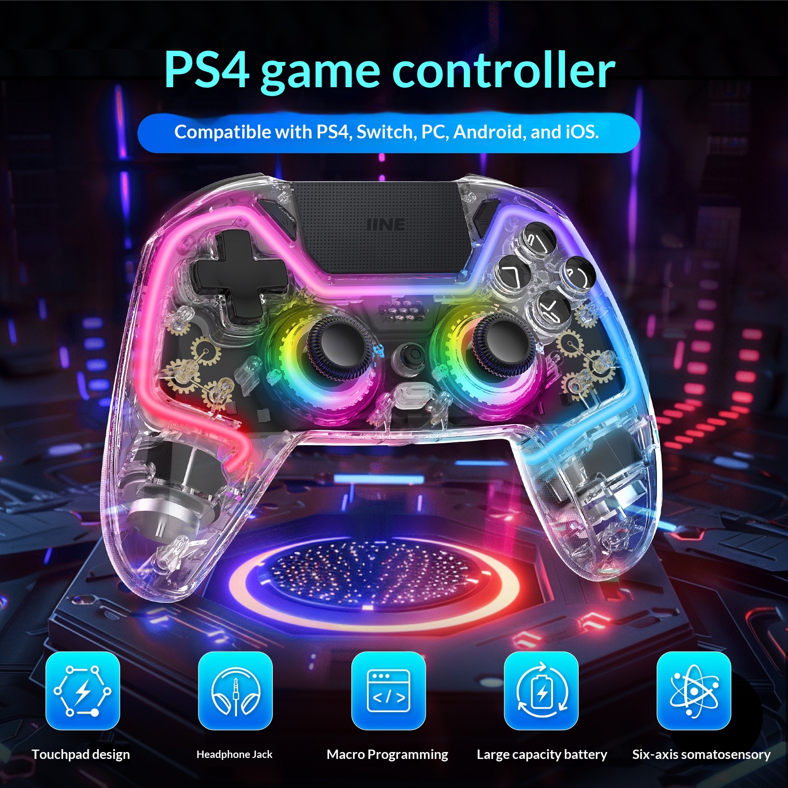 ワイヤレスBluetooth透明ゲーム機コントローラー