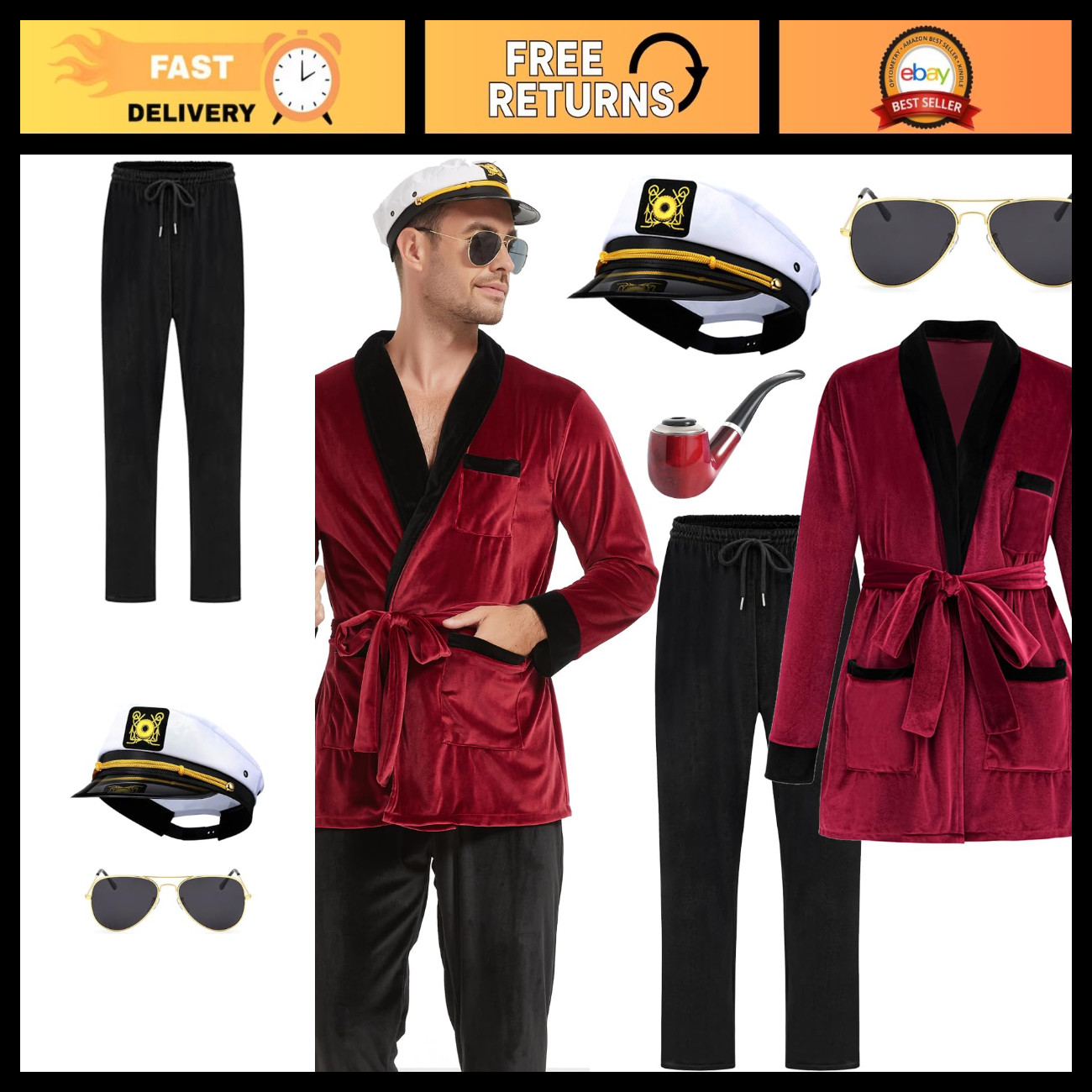Couples Halloween Costumes 2025 - Adult Men's Captain Bunny Jacket Robe Outfit