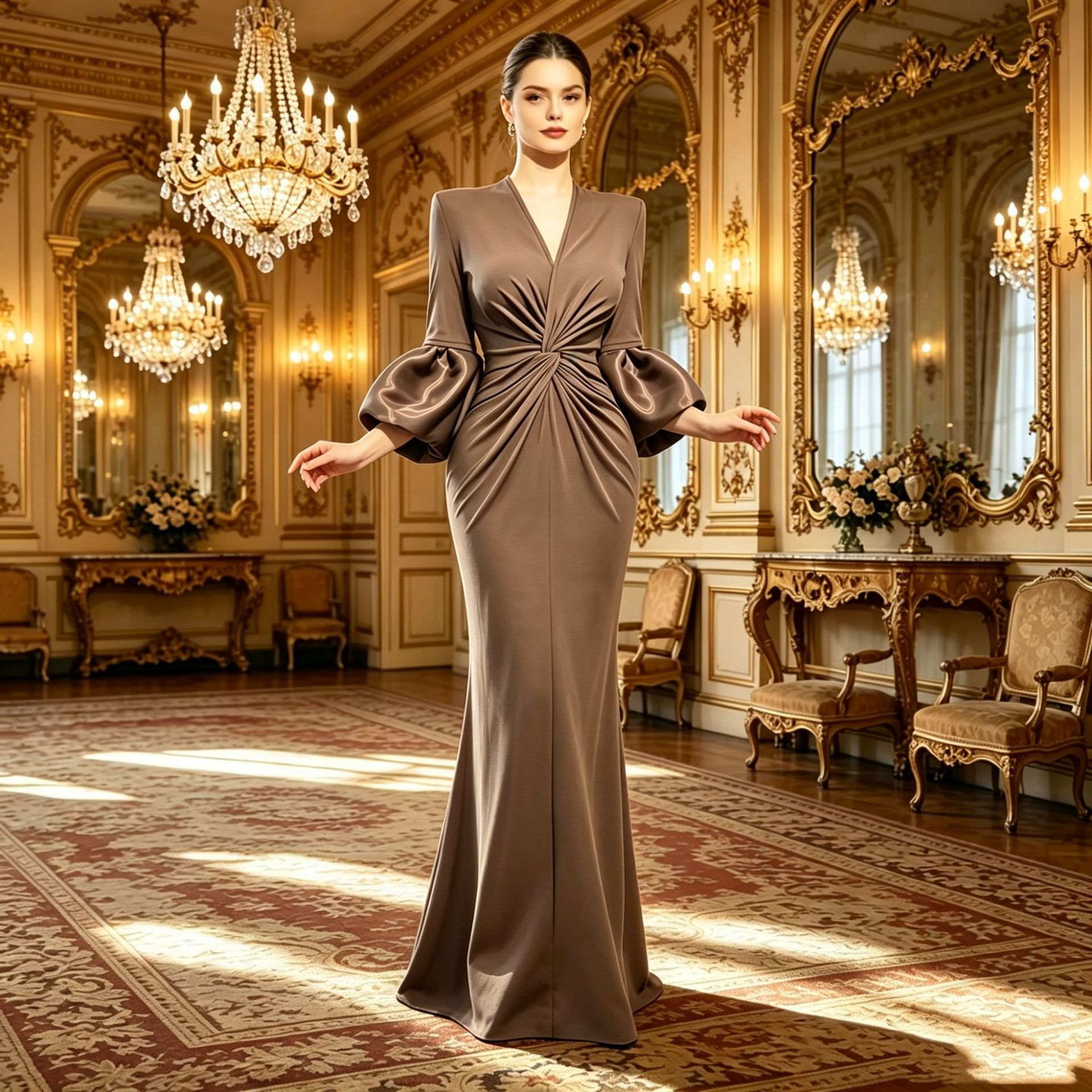Women's Fishtail Dress With Puff Sleeves And A Slim Fit – photo 4 of 5